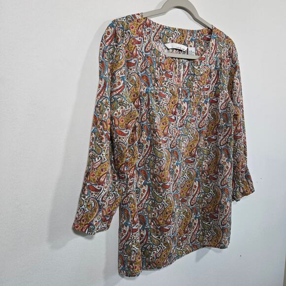 Lucy & Laurel Paisley Popover Top. Size Medium. - Picture 4 of 7